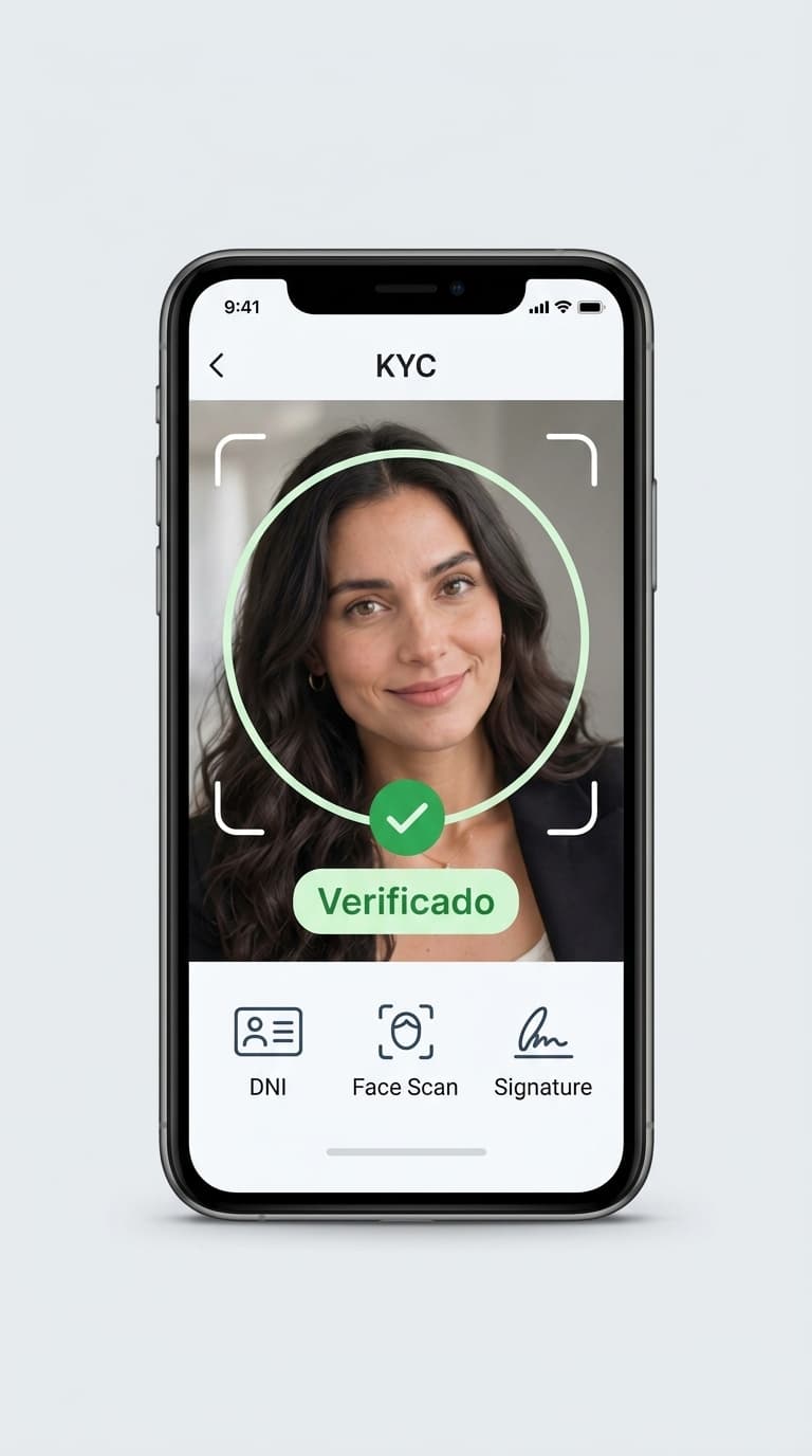 Mockup de celular con la verificación KYC de ContraTodo completada